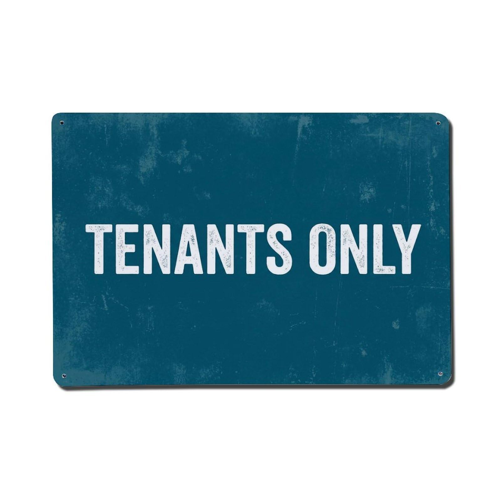 Vintage Tenants Only Metal Tin Sign Plaque Wall Decor for Cafe, Club Bar, Office, Garden Metal Poster 8x12Inch