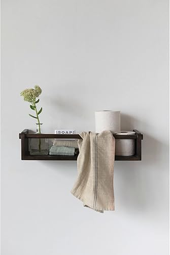 Miniatura 2 de Creative Co-Op Estante de pared de madera de mango con varilla, acabado espresso