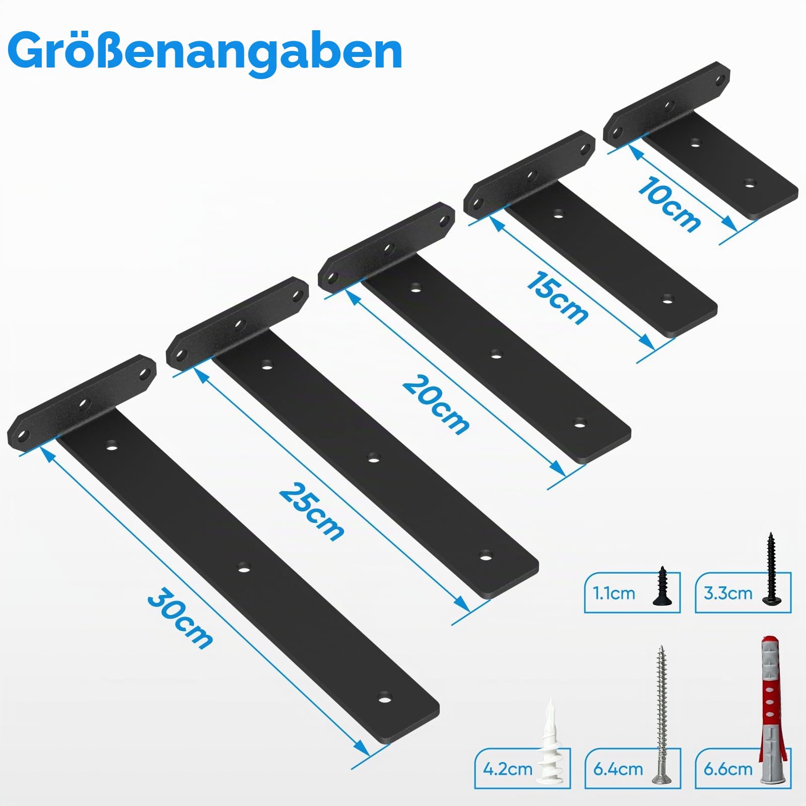Regalhalterung Unsichtbar 80kg Tragkraft Schwerlast, Regalträger aus Metall Schwarz 3,0cm Höhe für Regalbrett Winkel Regal, Wandhalterung, Regalwinkel, Schwerlastkonsole, Shelf Bracket