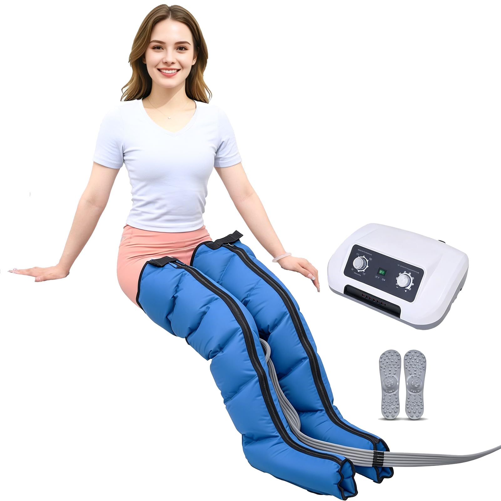 Botas Presoterapia Piernas | 6 Cavidades Masajeador Botas Presoterapia para Casa | Masajeador De Piernas Cansadas Circulación Presoterapia Profesional | 30-240 mmHg Ajustable