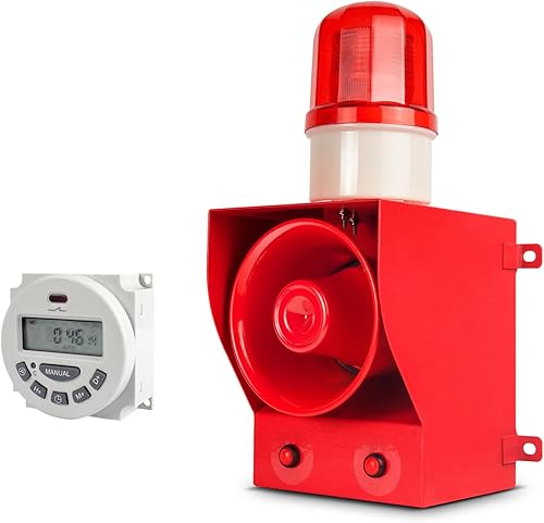 Y DIANS Sirena de alarma temporizada al aire libre 130dB cuerno 45W emergencia impermeable seguridad industrial sirena luz con temporizador para