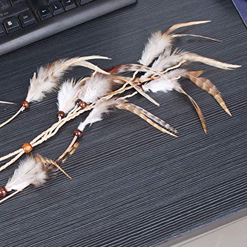 Feather Headband Hippie Indian Boho Hair Bands Tassel Bohemian Halloween Hair Hoop Women Girls Crown Hairband Party Decoration Headdress Cosplay Costume Headwear Headpiece Hair Accessories White
