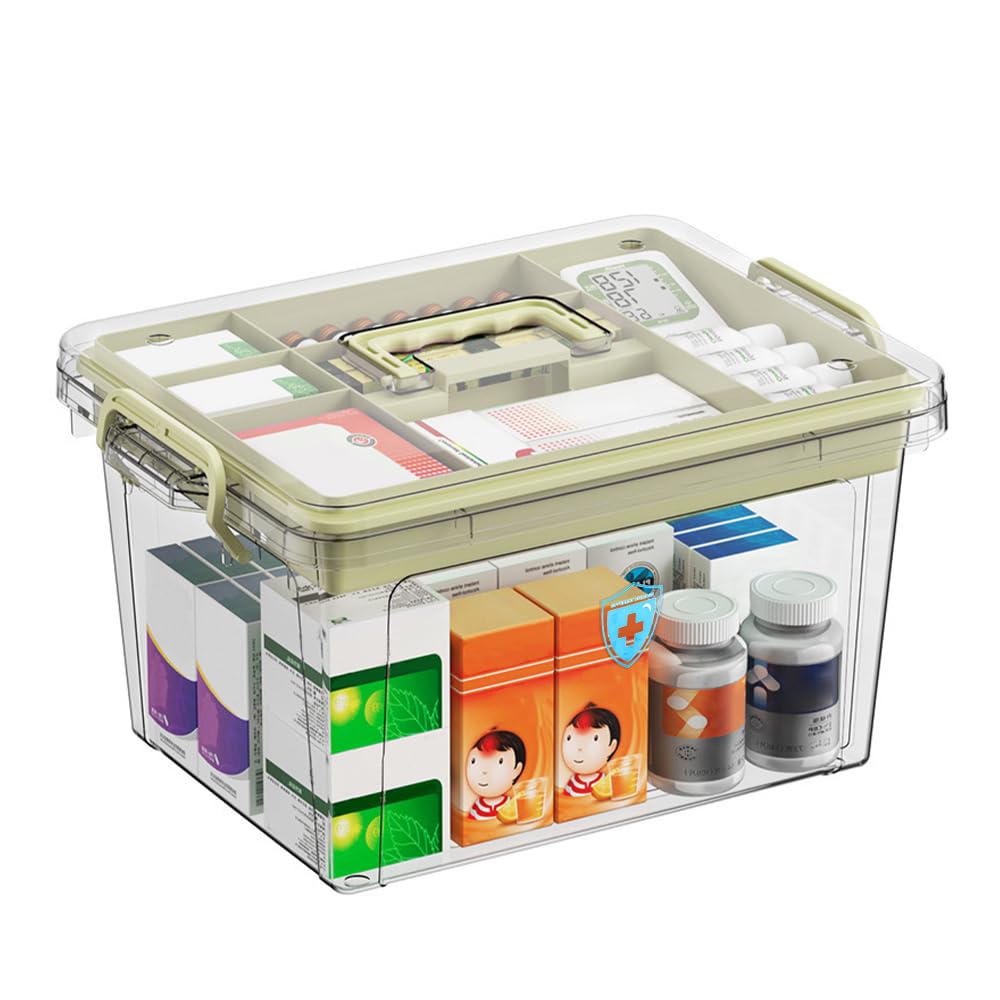 Xrprpx Multicolor Medicine Storage Box, 2 Layer First Aid Box Case Plastic Medicine Box Large Capacity Medical Box Storage Box Household Medicine Cabinet Organizer With Removable Tray For Medicine Storage