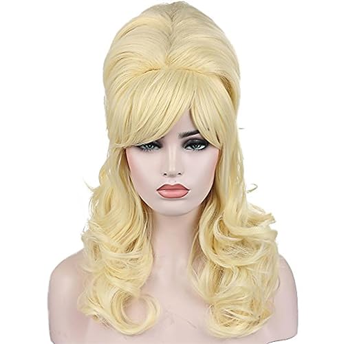 Kalyss Peluca rubia de colmena para mujer, rizada, ondulada, larga, resistente al calor, pelo sintético para cosplay (rubia)