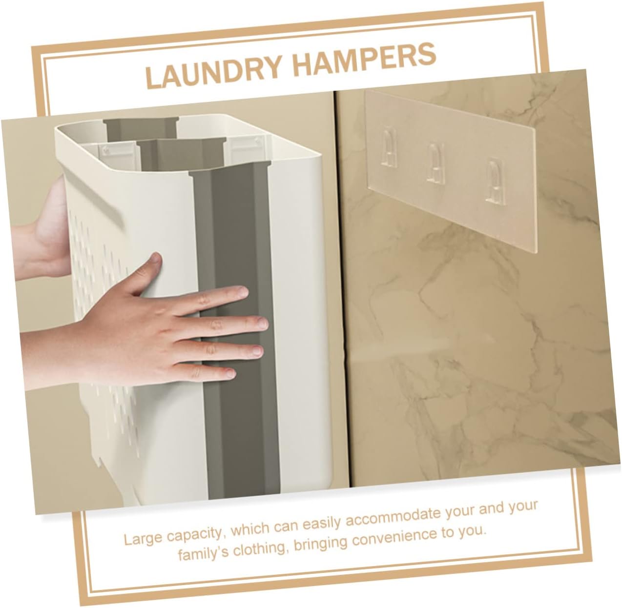 Wall Mount Foldable Laundry Basket Double Compartment Large Capacity Laundry Hamper with PP Tpe Material for Bathroom Bedroom Storage and Organization