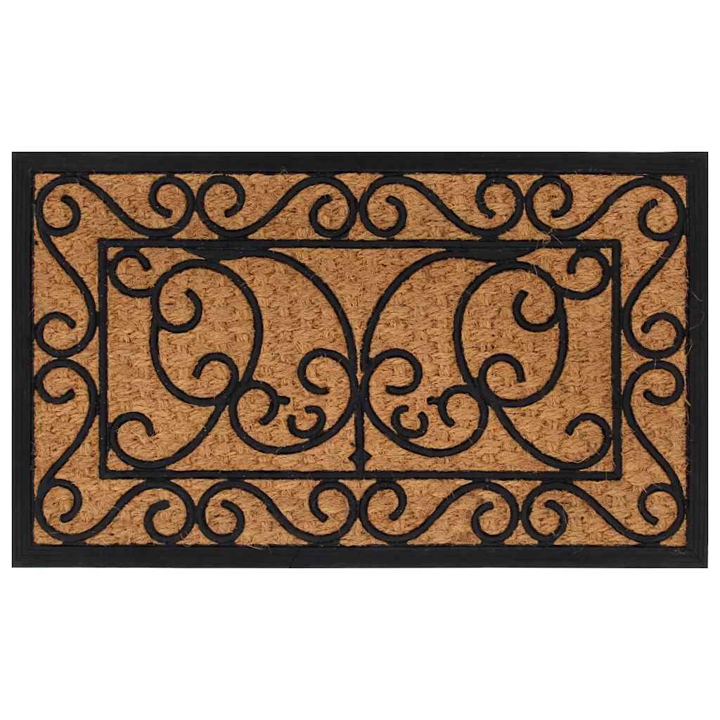 Felpudo rectangular 45 x 75 cm de goma y fibra de coco para interior y exterior, antideslizante, atrapa la suciedad, lavable, duradero, adecuado para puerta de casa, balcón, jardín, pasillo