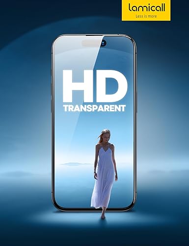 Miniatura 7 de Lamicall Paquete de 2 protectores de pantalla profesionales para iPhone 15  borde negro vidrio templado reforzado en segundo lugar película