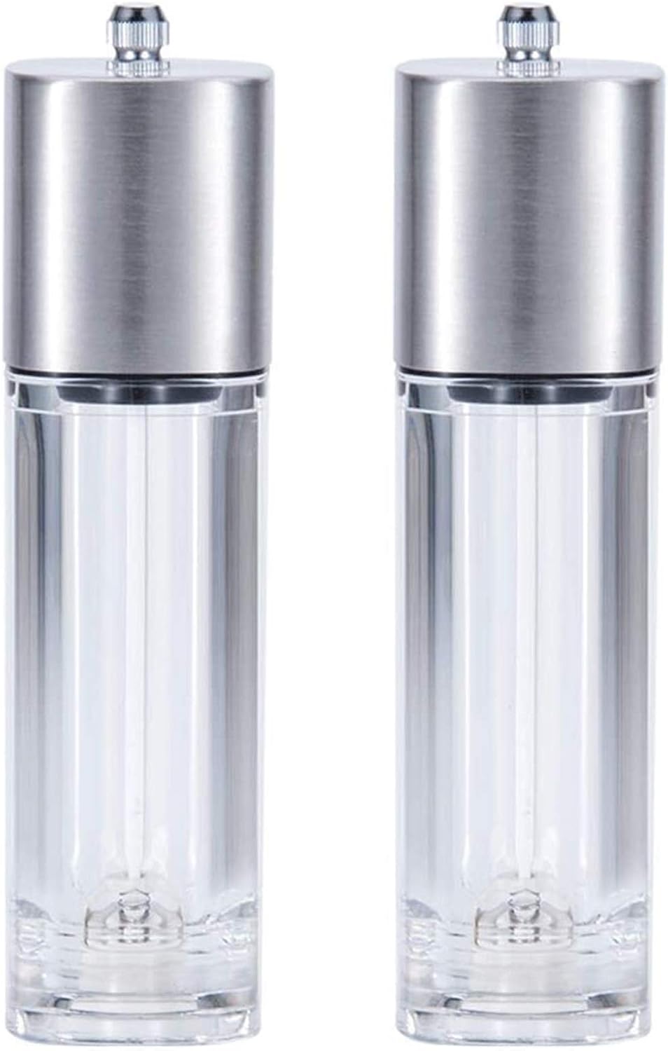 Salt and Pepper Grinder Set Pepper Grinder Refill Spice Grinder, Pepper and Salt Grinder, Kitchen Pepper Salt Shaker with Adjustable Fineness Setting and Acrylic Visual Window