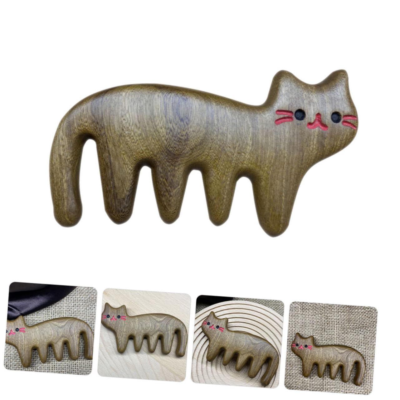 Ipetboom 4pezzi Pettini Legno Per Massaggio Per Gatti Da Pettine Antistatico Con Denti Larghi Per Tutti Tipi Di Pelo Per Regali Di Compleanno e Festività