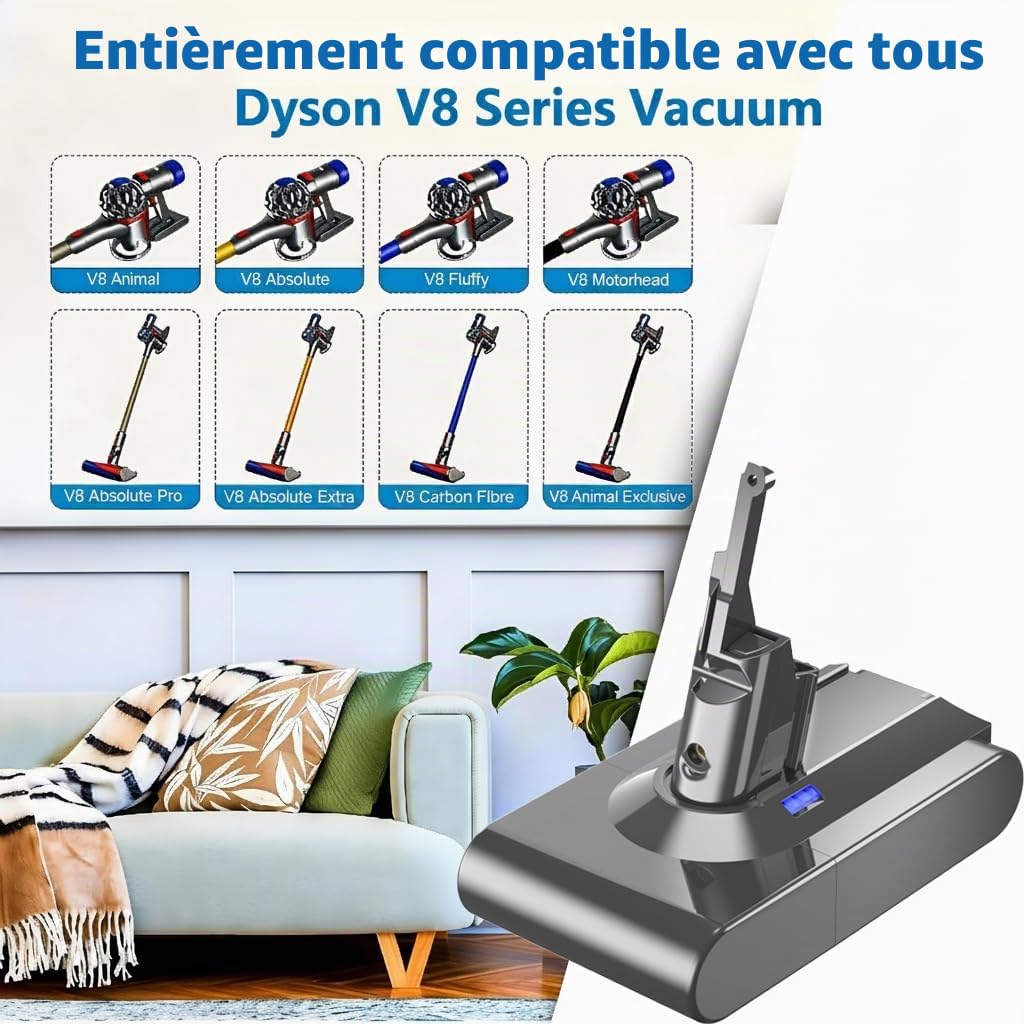 V8 SV10 Batterie de Remplacement pour Dyson V8 Aspirateur