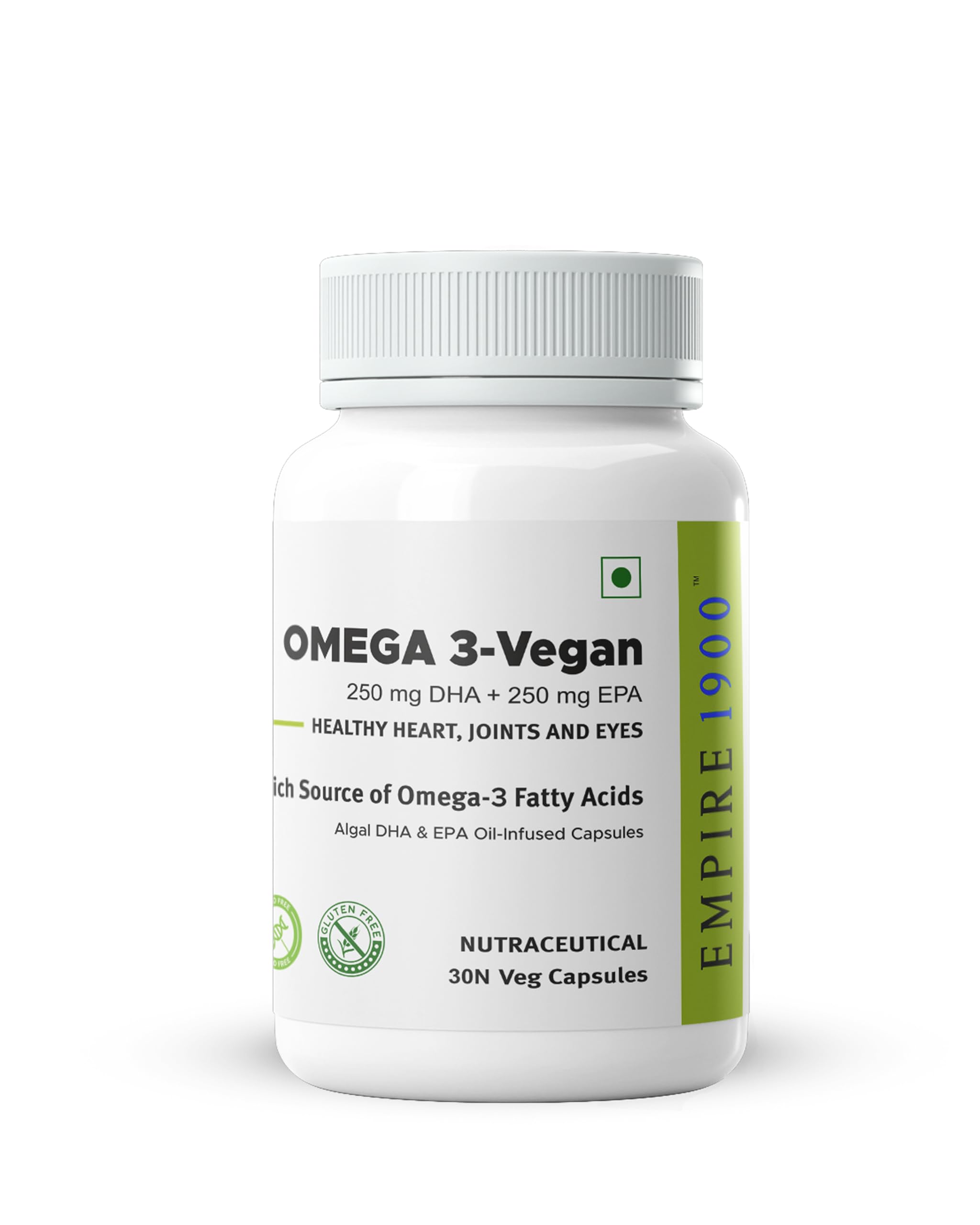 EMPIRE 1900 Omega 3 Vegetarian Capsule (EPA+DHA) | Sourced from Algae | Healthy for Men and Women | Benefits Eyes, Skin, Joints, Brain, and Heart | Suitable for Vegan Diet | Immune Health | (30 Capsules) (B0CN15KRMK) Amazon Price History, Amazon Price Tracker