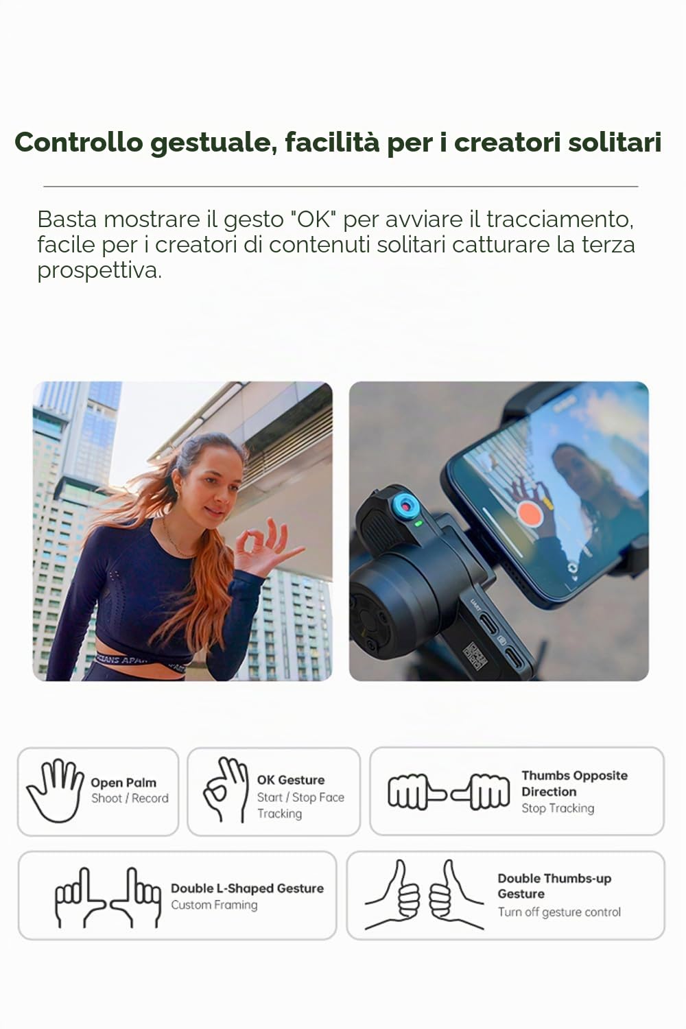 FeiyuTech SCORP Mini 3 Stabilizzatore Gimbal per Smartphone, Modulo di Tracciamento IA e Ventola di Raffreddamento Integrato, Gimbal Phone 3 Assi 2 Kg con Impugnatura Integrata