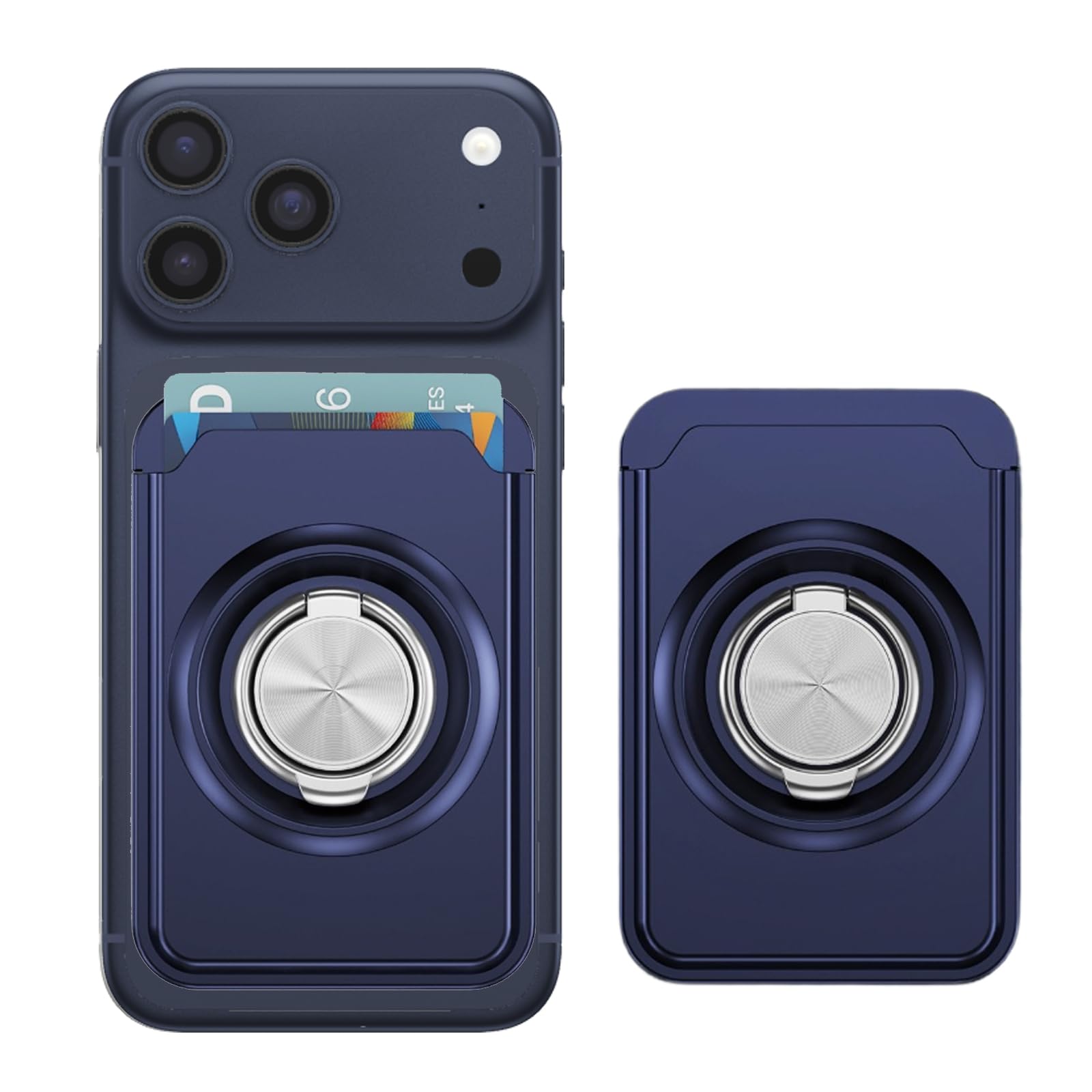 Magnetic Wallet Cell Phone Card Holder with Stand Compatible with MagSafe, Slim Smooth Touch Magnetic Phone Wallet for iPhone 17/16/15/14/13/12 Series,Blue KB-image-10
