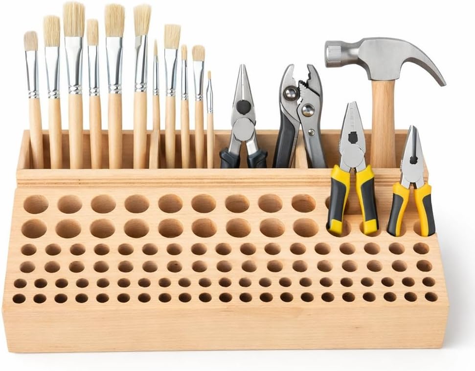 Leather Tool Holder Rack Stand with 100 Holes, Professional Storage Organizer for Leathercraft Accessories