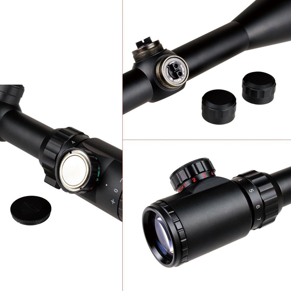 HENGMEI Lunette de Visée 3-9x40EG Télémètre Rouge & Vert Mil-Dot Chasse avec Anneaux de Montage Rail