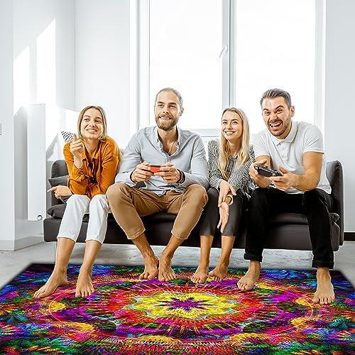 Tapete decorativo mandala Boho negro fluorescente 70x47 pulg miniatura 7