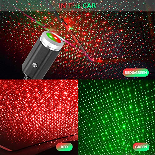 Usb Star Projection Night Light, 3 Colors,7 Lighting Modes, Aevdor Car Ceiling Interior Light, Portable Romantic Usb Night Light Decorations For Bedroom Car Party Ceiling -Plug And Play (Green&Red) #TOP5