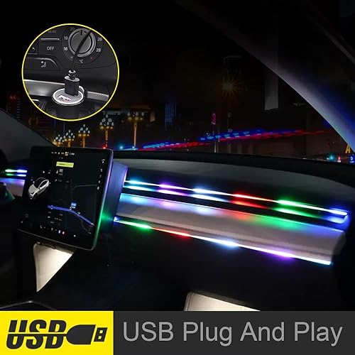 Miniatura 7 de Tira de luz LED de acrílico para interior de automóvil con aplicación inalámbrica, Dreamcolor RGB 1 en 1 kits de iluminación ambiental, 16 millones