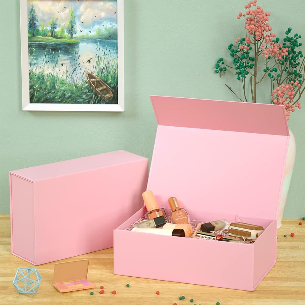 Lot de 20 Boîtes Cadeaux Roses avec Fermeture Magnétique Boîtes d'emballage Rectangulaires Pliables Idéales pour Mariages, Noël, Anniversaires, Fête des Mères,Pink 20 Pack,10.2×7.5×3.1in