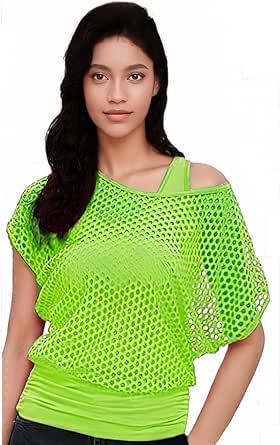 WILDPARTY 80s 90s Outfit, Women's Mesh Shirt, Tank Top, Leg Warmers