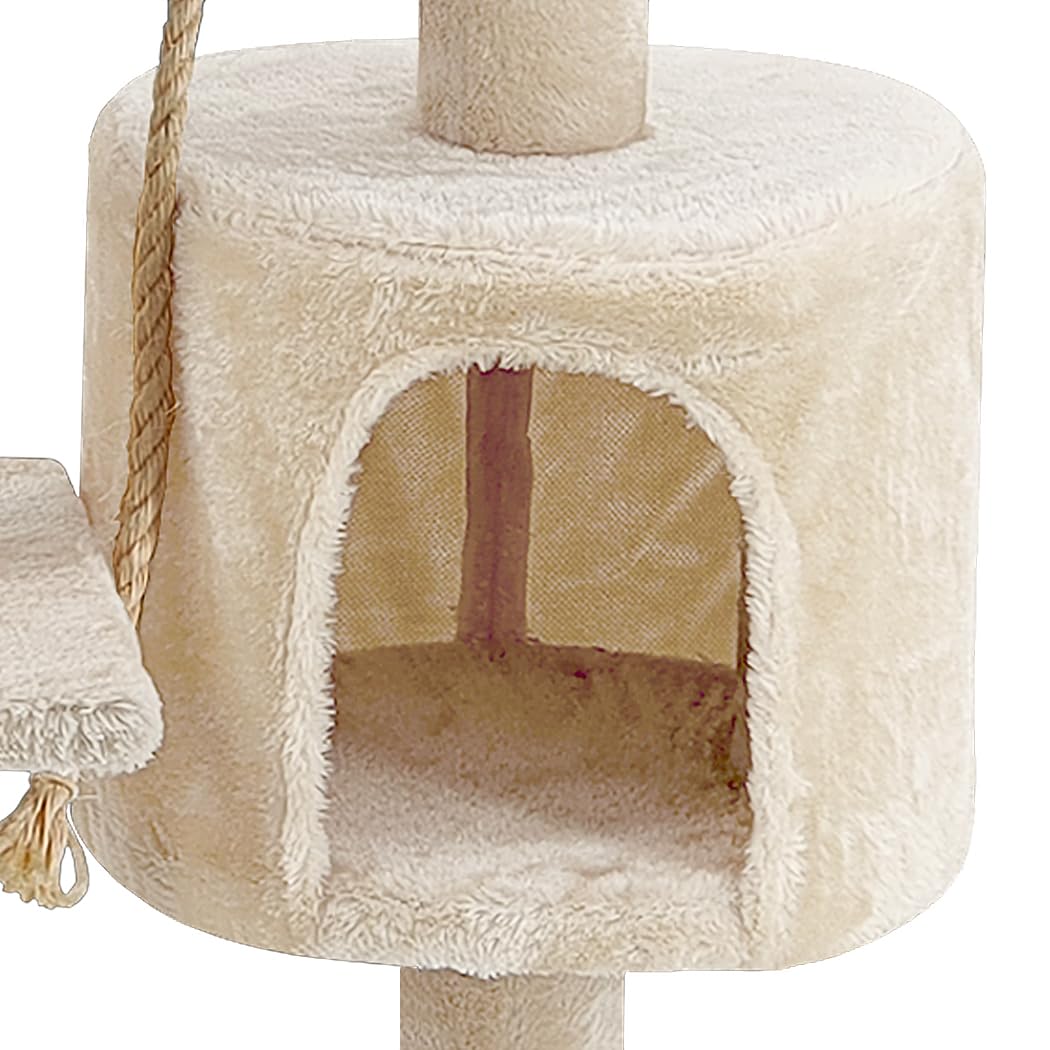 Beltom® Rascador Afilador Uñas para Gatos Árbol Escalador Mascota Rascarse Juego 112 cm - Beige