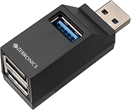 ZEBRONICS 180HB USB HUB, 3 Ports, USB 3.0, Transfer Speeds Upto 5 Gbps, Lightweight Design, Multi OS Compatible, Plug and Play