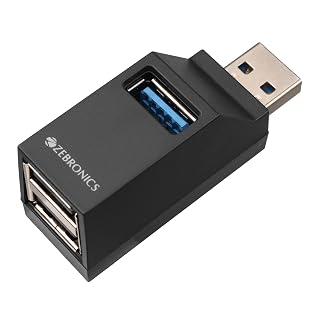 ZEBRONICS 180HB USB HUB, 3 Ports, USB 3.0, Transfer Speeds Upto 5 Gbps, Lightweight Design, Multi OS Compatible, Plug and Play - Amazon product rated Grade A