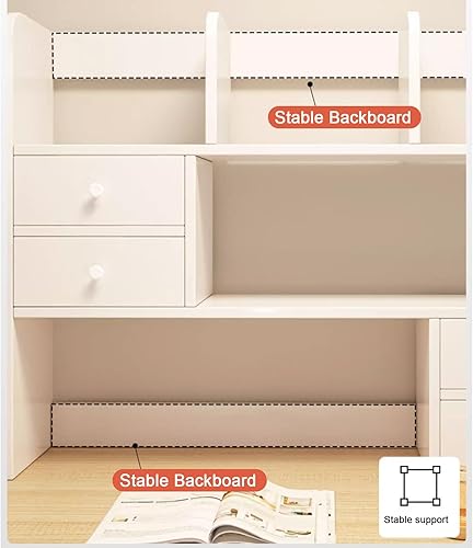 Miniatura 4 de Organizador de estantería de escritorio de madera resistente y elegante para dormitorio, soporte para almacenamiento de estantería de escritorio,