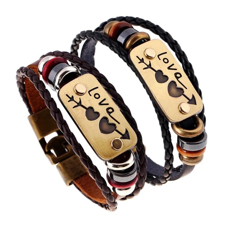 2-PCS-Handmade-Braided-Leather-Bracelets--Matching-Couples-Love-Bracelets-for-Him-and-Her-with-Engraved-Charm
