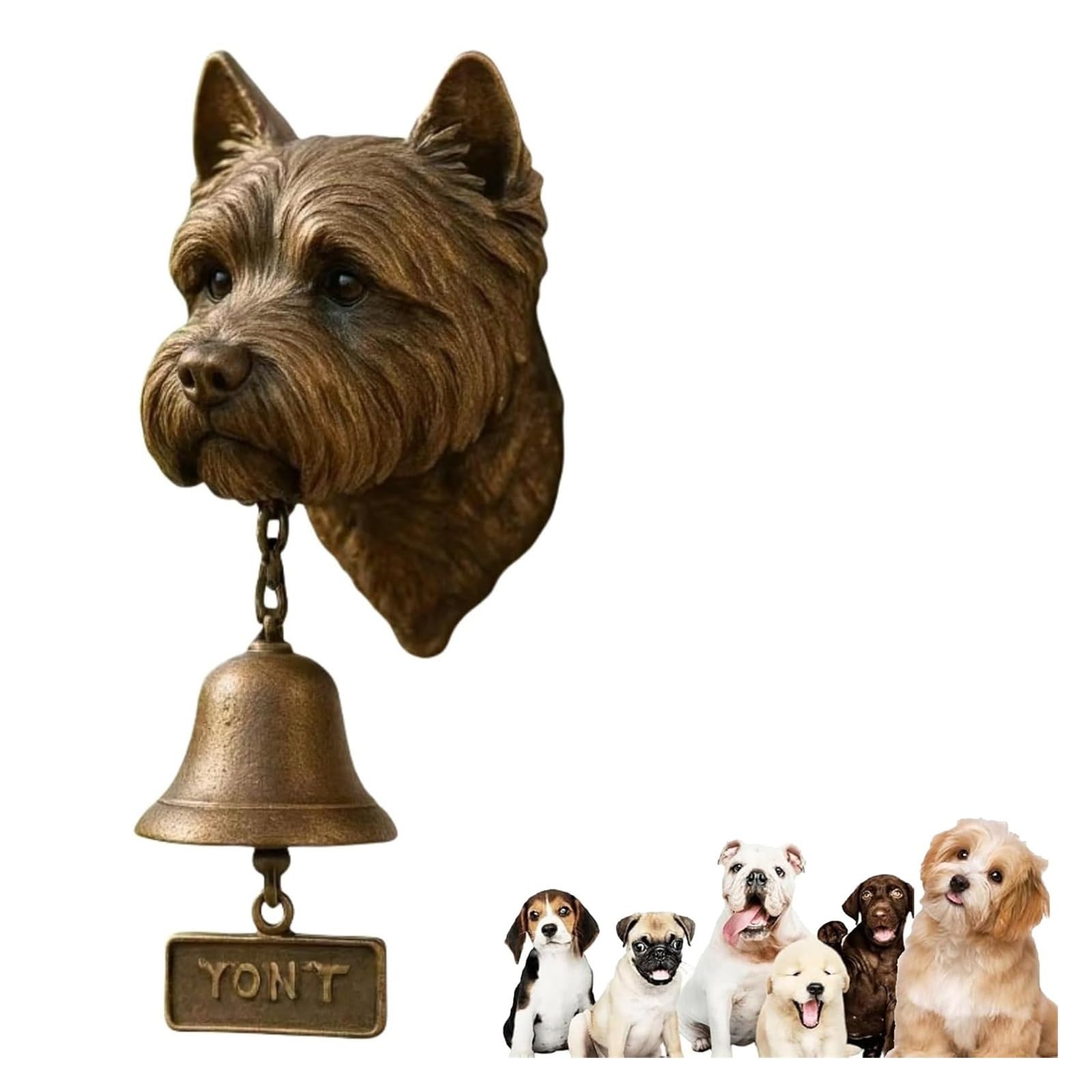 Various Dog Welcome Doorbell Vintage Wall-Mounted Hanging Bell Cast Iron/Resin, Entry Bell for Porch, Front Door & Garden - Pet Lover Decorative Dog Bells(West Dog)