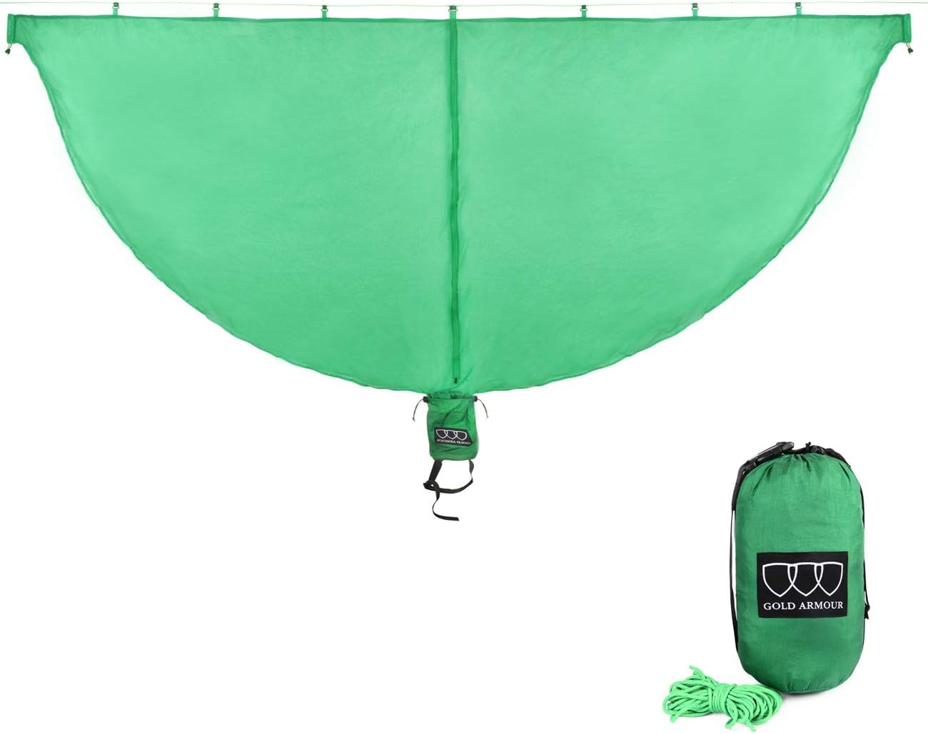 Gold ArmourHammock Bug Net, Mosquito Net Bugs - Premium Mesh Netting, Guardian of No See Um and Insects - Perfect Equipment Gear Accessories for Your Double Hammocks and Single Hammock (Green)