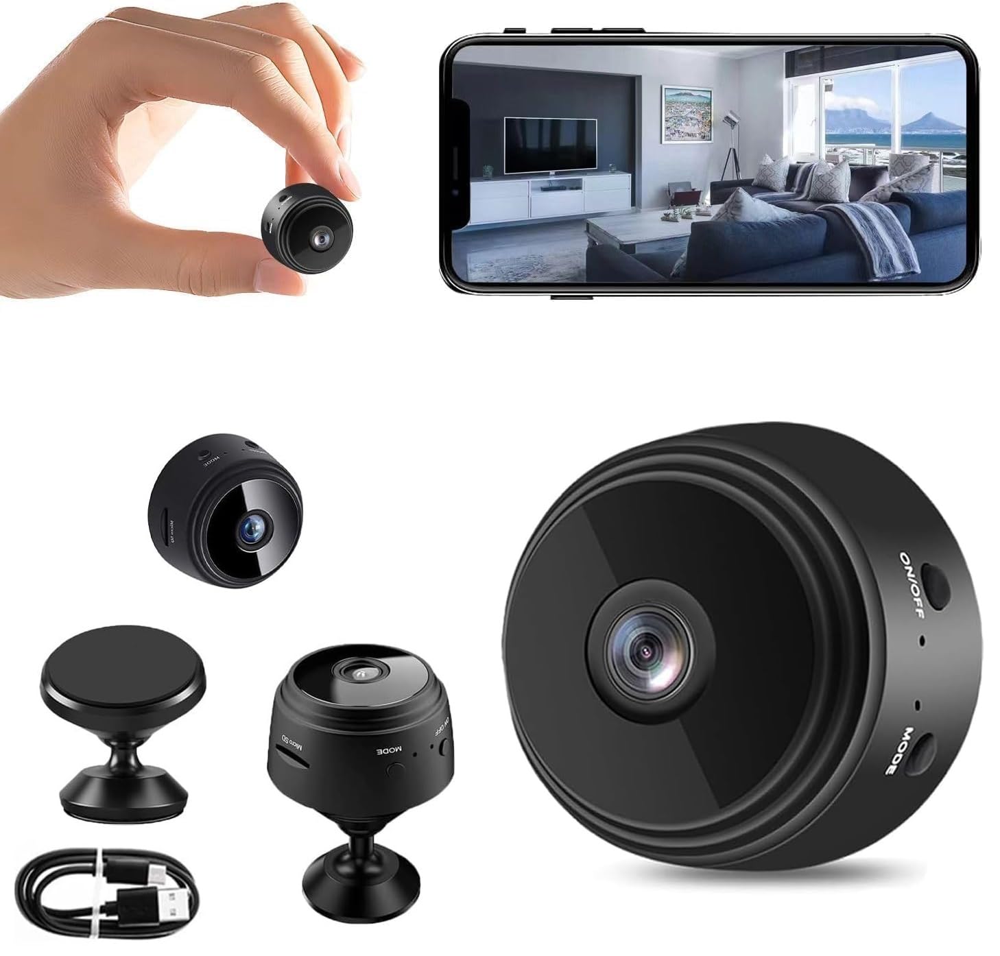 Clefairy A9 Home Mini Camera, 1080P Wireless Camera, Indoor and Outdoor Puppy Pet Camera with Magnetic Back Cover, Support WiFi Connection for Home, Office-image-40