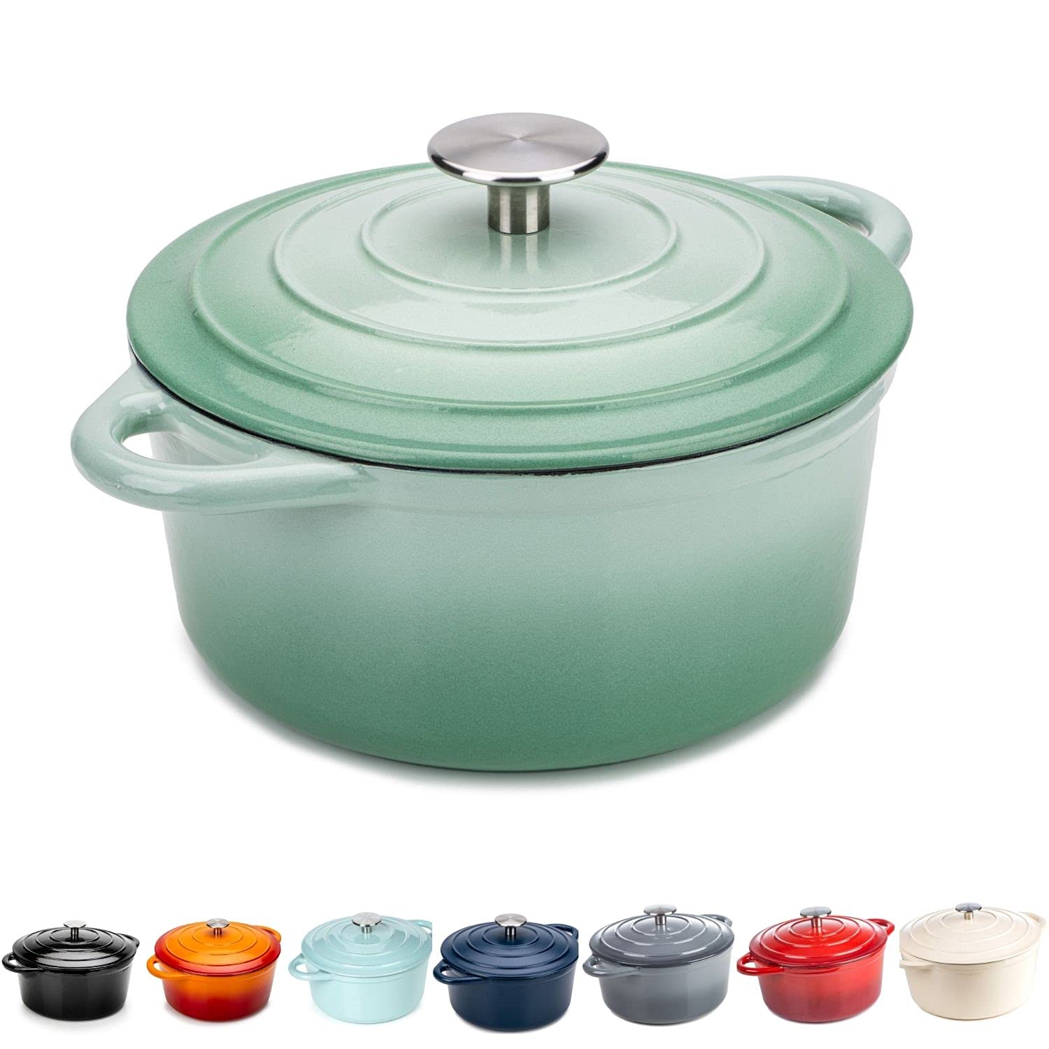 Buy Round Casserole Dish Cast Iron Cauldron Induction and Safe Non
