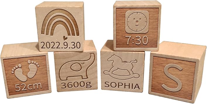 Personalized Baby Birth Announcement Block,Custom Baby Name Blocks,Solid Wood Hello World Newborn Sign,Nursery Decor