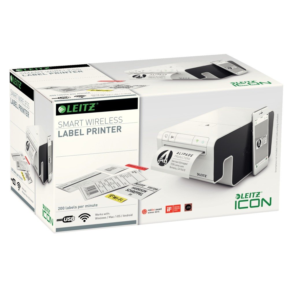 Leitz, 70010000, Etichettatrice wireless, Cartuccia per etichette inclusa, Stampante termica in bianco e nero, Leitz Icon, 70010000