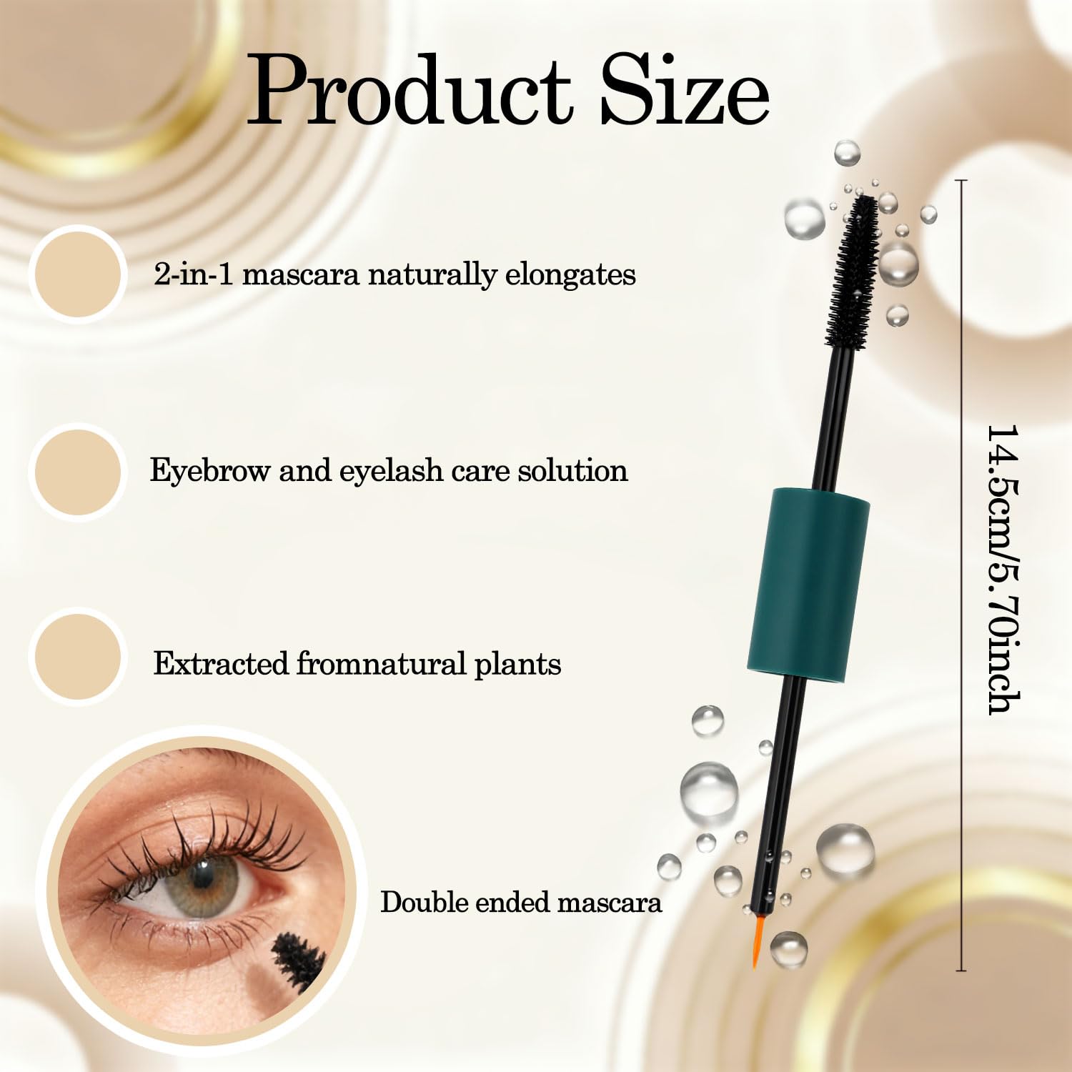 Serum do rzęs i brwi z podwójną szczotką dla widocznego wzrostu – wegański wzmacniacz do pełnych, długich rzęs i brwi – bez parabenów, testowany dermatologicznie, wyprodukowano w Chinach
