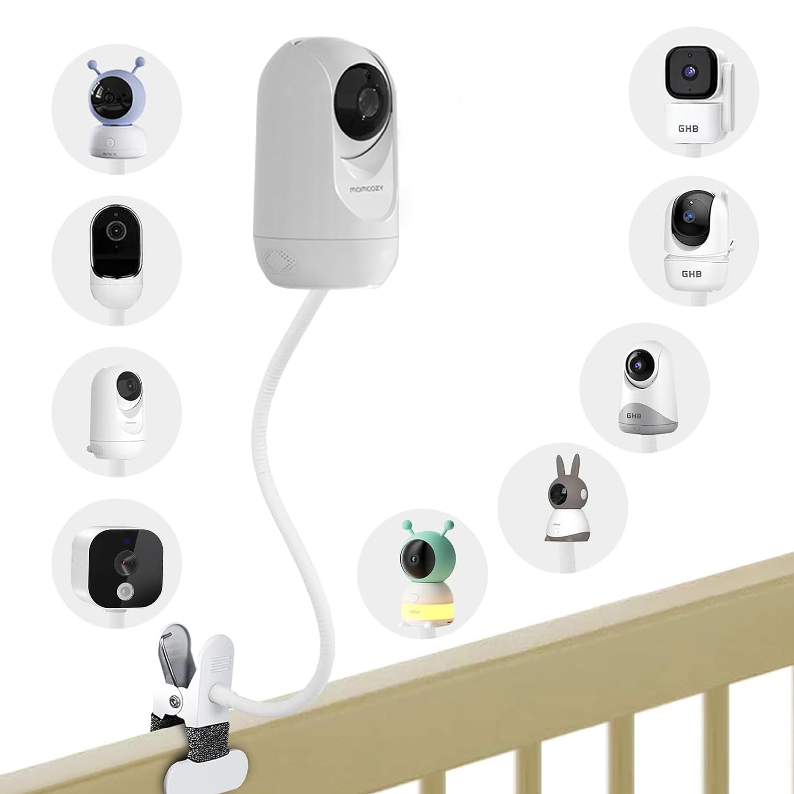 Halterung für momcozy Babyphone BM01/BM03/BM04, Universal Babykamera Halter für GHB/BOIFUN/ieGeek/OBVHNUA/Owlet Babyfon,Flexible Klemmernhalter Ständer für Kamera mit Standard-¼-20-Gewindebohrung