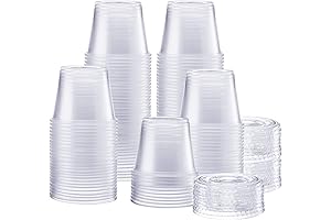 Comfy Package 200 Sets 5.5oz Plastic Disposable Portion Cups with Lids