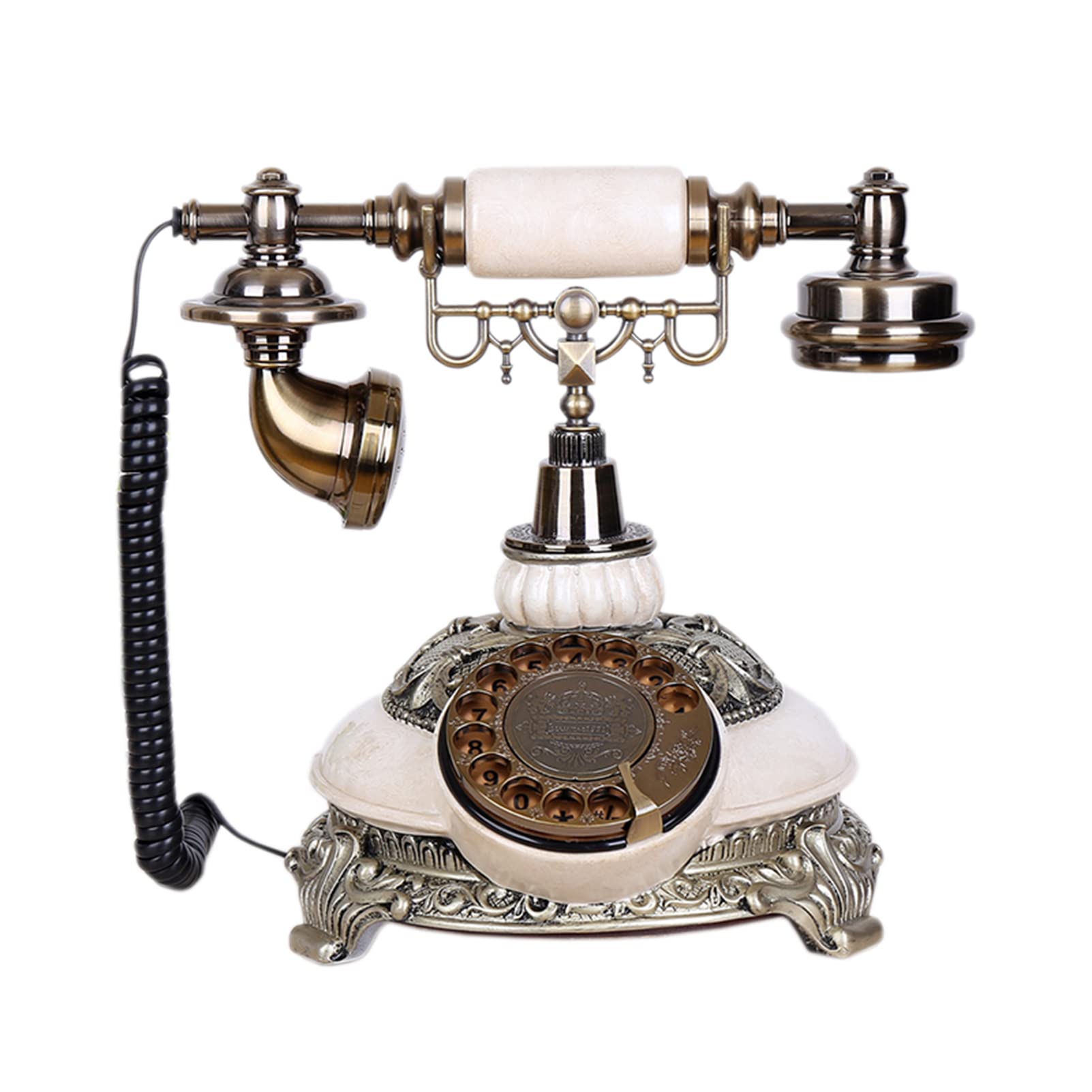 Zabytkowy telefon Telefon europejski Amerykański dom stacjonarny Biuro Antyczny w stylu retro Wodoodporna galwanizacja wysokich temperaturach ，Telefon w stylu vintage(Beige)