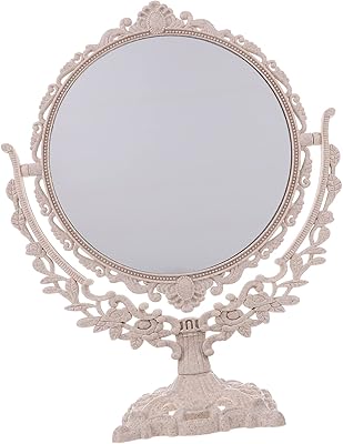 DECHOUS 1pc Vanity Mirror Vanity Mirror for Desk Lighted Vanity Mirror Vintage Vanity Mirror Vintage Table Mirror Double- Side Cosmetic Round LED Mirror Makeup Mirror Rotating Mirror Glass
