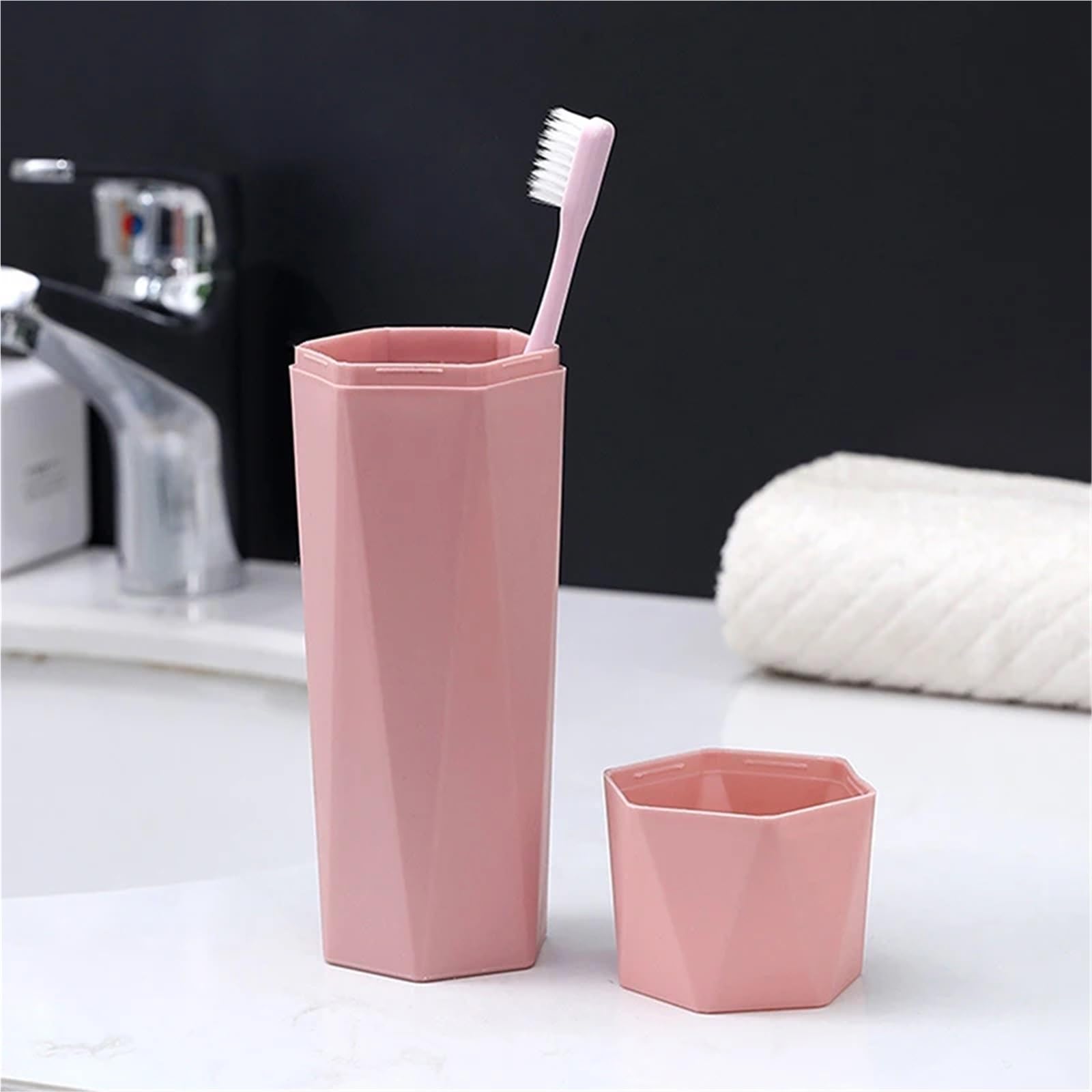 3 Pezzi di Tazza for Denti da Viaggio Portatile for spazzolino da Denti, Porta dentifricio da Bagno, Custodia, organizzatore, Tazza di stoccaggio for Articoli da toeletta da Viaggio(Blue)