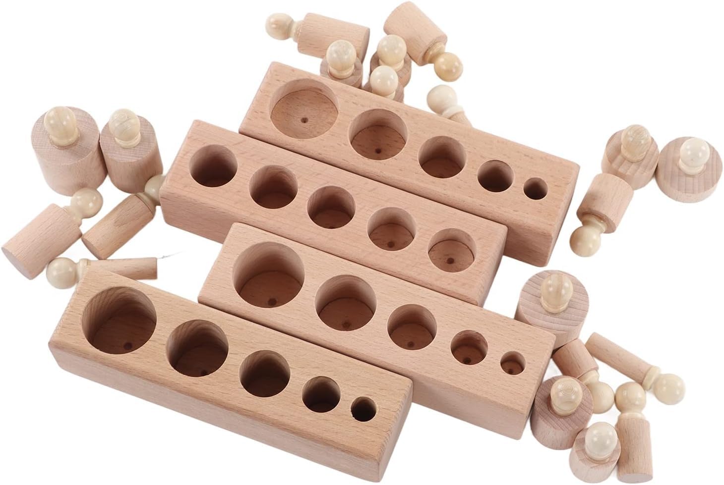 Happy Hues Wooden Socket Blocks - Montessori Toy -4