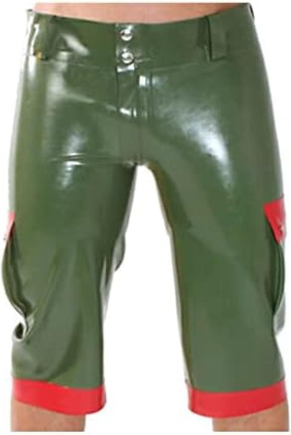 ANTIY Latex Middle Pants Rubber Men's Half Side Pocket Front Button Customized 0.4mm, X-Large