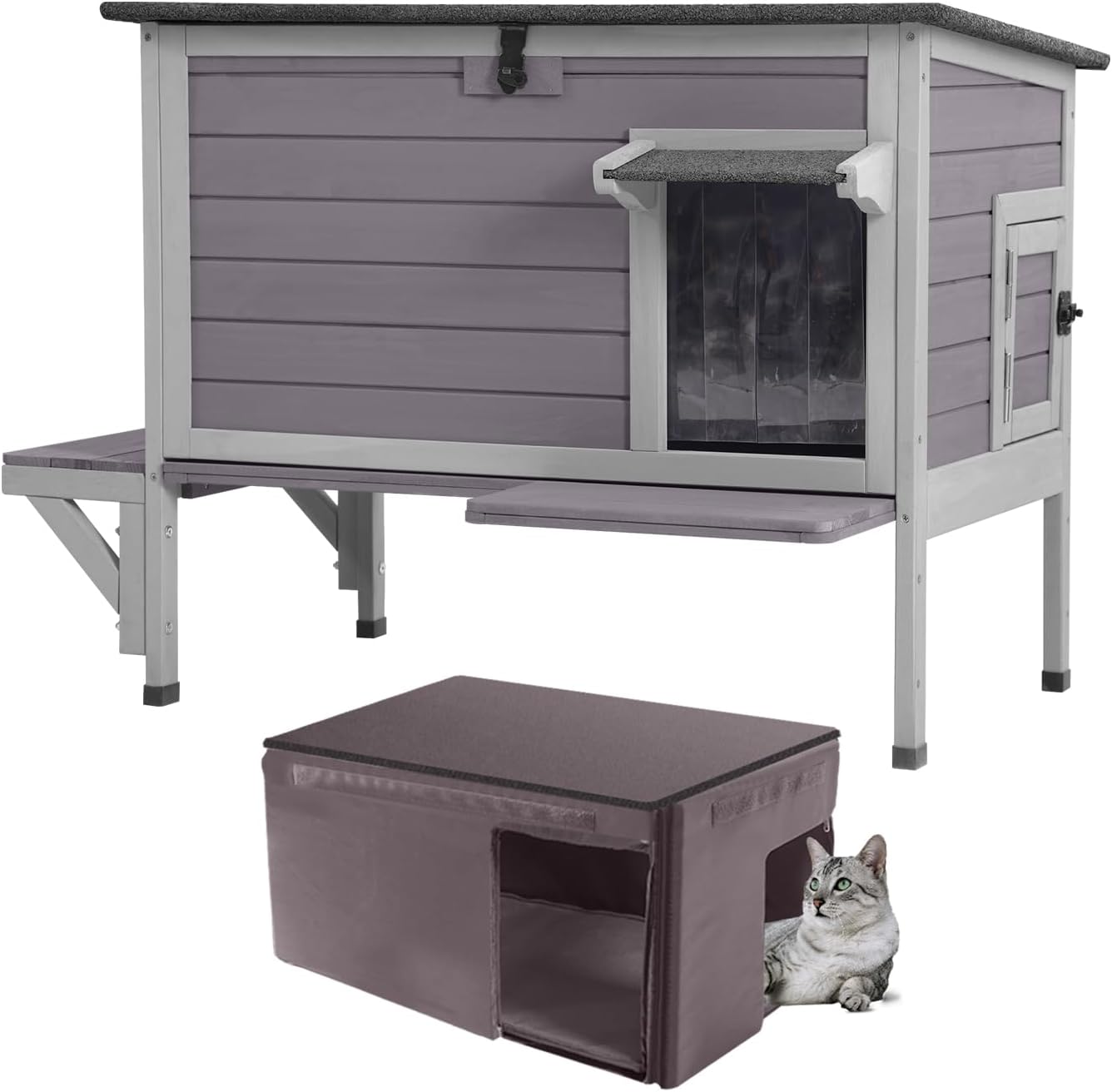 GDLF Outdoor Feral Cat House Heated cat House with 100