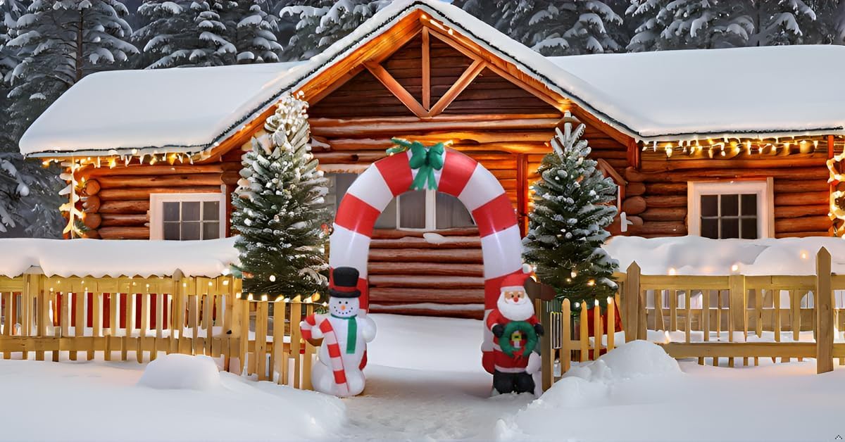Impact Canopy Inflatable Outdoor Christmas Decoration, Santa Snowman Arch, 8 Feet Tall