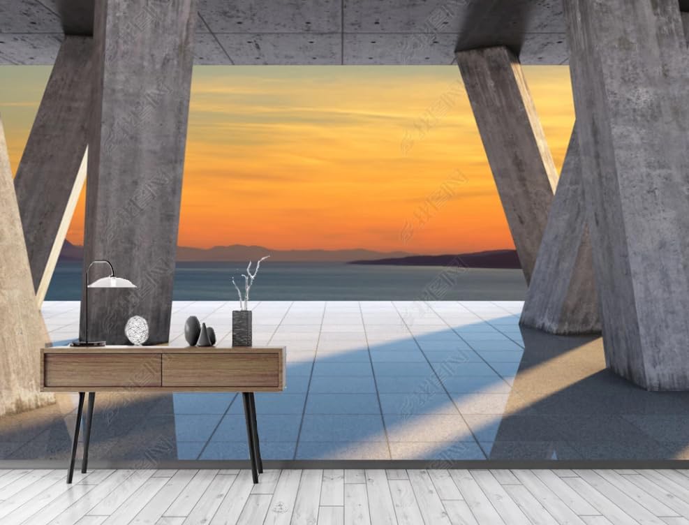 Papier peint paysage plage Shizhu pour agrandir un grand mur de salon