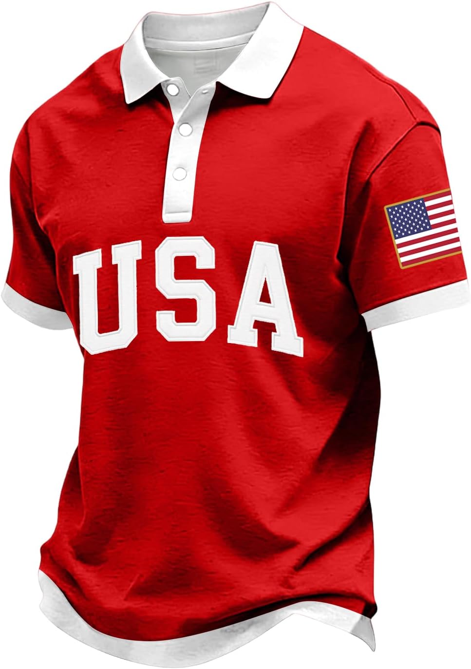 Ymosrh Men's Polo Shirts Short Sleeve USA Flag Print Performance Patriotic Collar Shirt Summer for Men, M-3XL