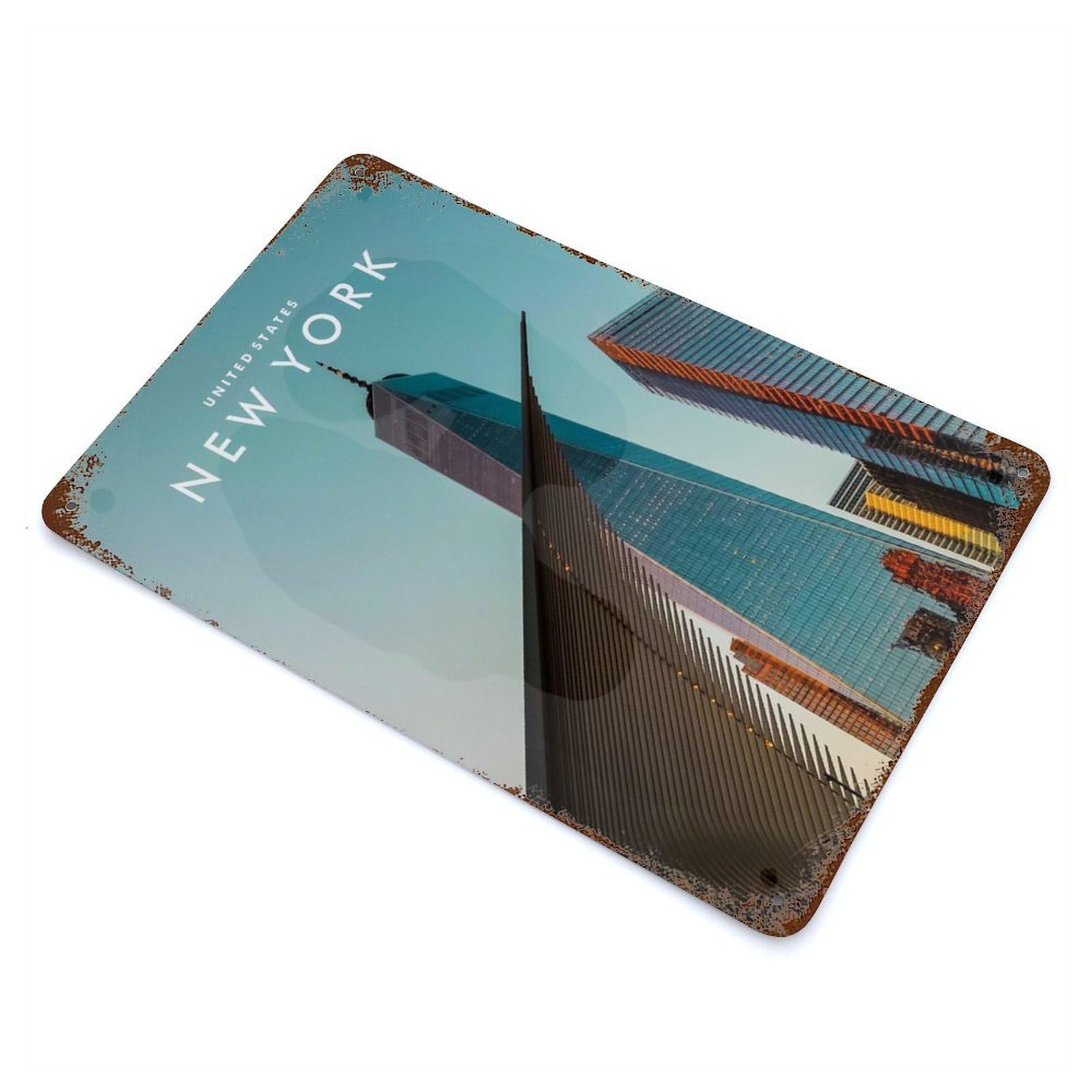 New York Skyline Vintage Metal Tin Sign 11.8"x7.9", for Cafe, Home Bar And Lounge Decor, Vintage Wall Decor