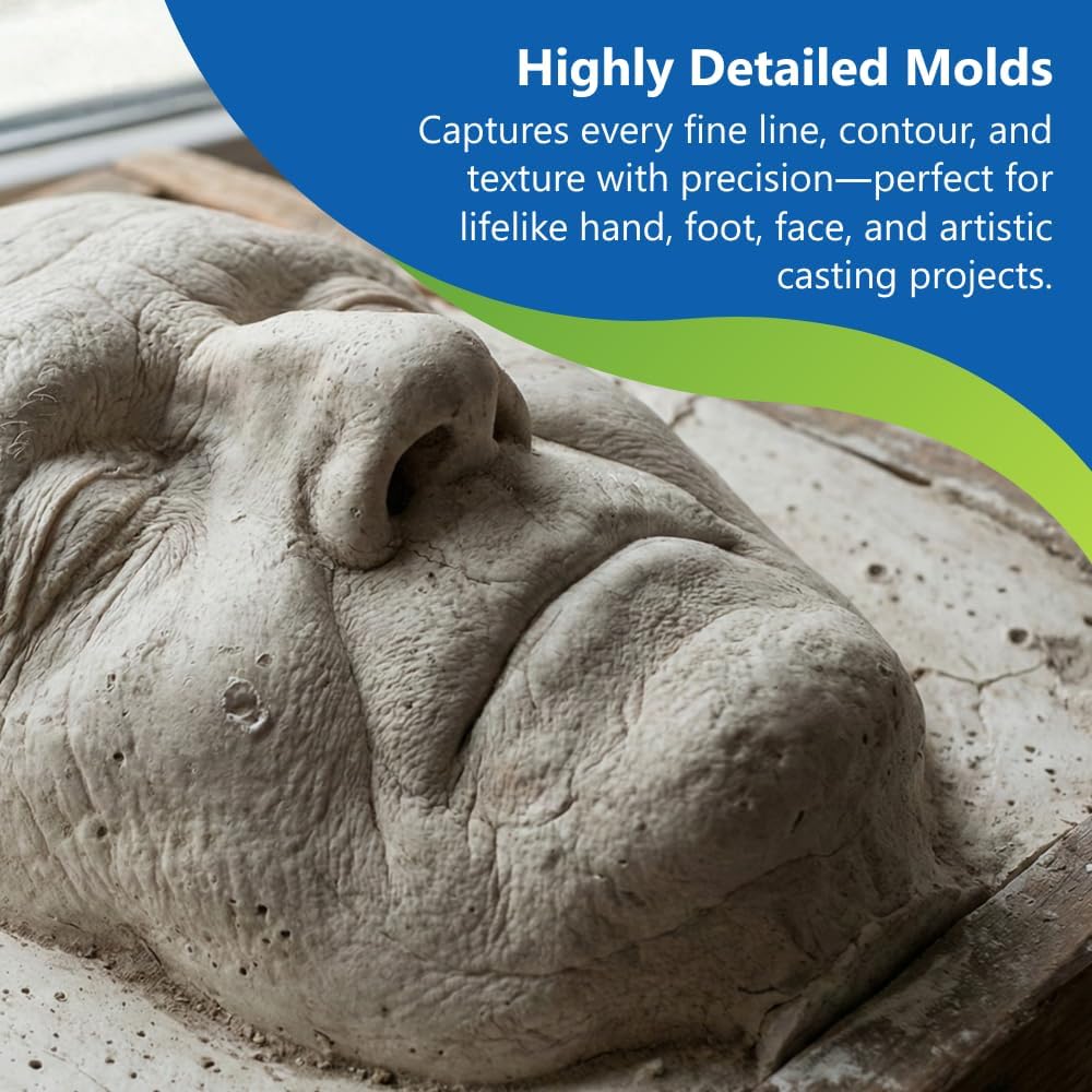 Perfect Mold Alginate Molding Material, Non-Toxic Mold Making Powder for Life Casting, Hand Casting, Baby Footprints, Face & Body Molds, USA Made, 1 lb Bag