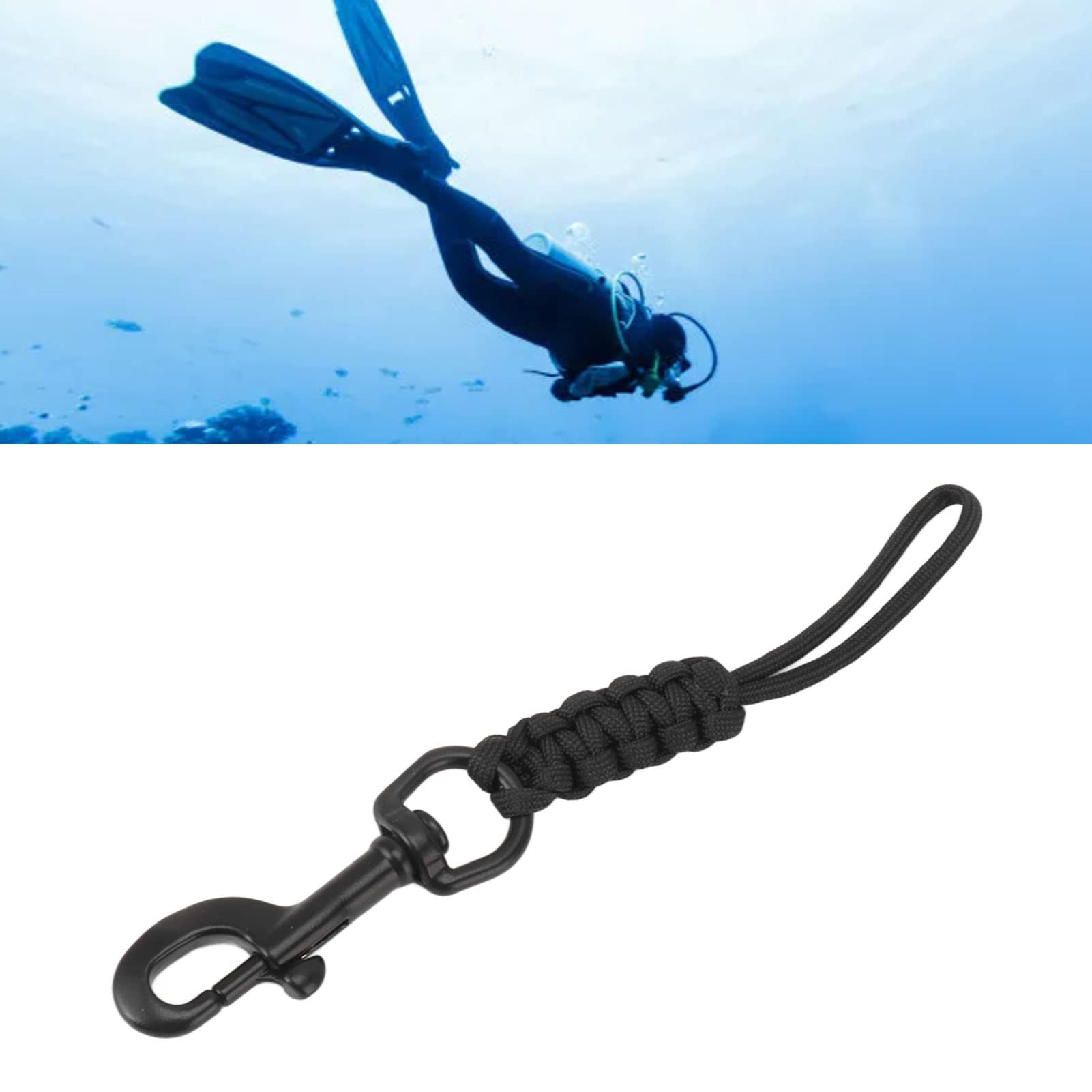 Honio Diving Anti Lost Strap, Underwater Safety Rope Diving Lanyard for BCD Equipment (Black)